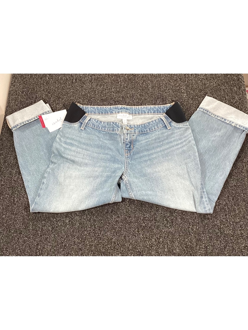 NWT Isabel Maternity Light Blue Distressed Capri Jeans Size 10